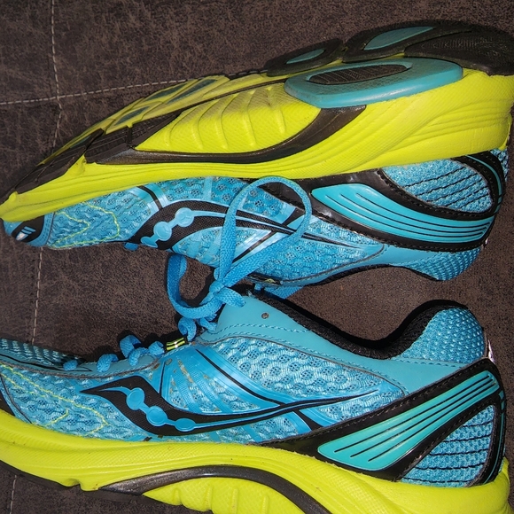 Saucony Mirage Blue/Yellow Size 8.5 Womens Running ShoeProgrid Lite. Excellent - Picture 6 of 7